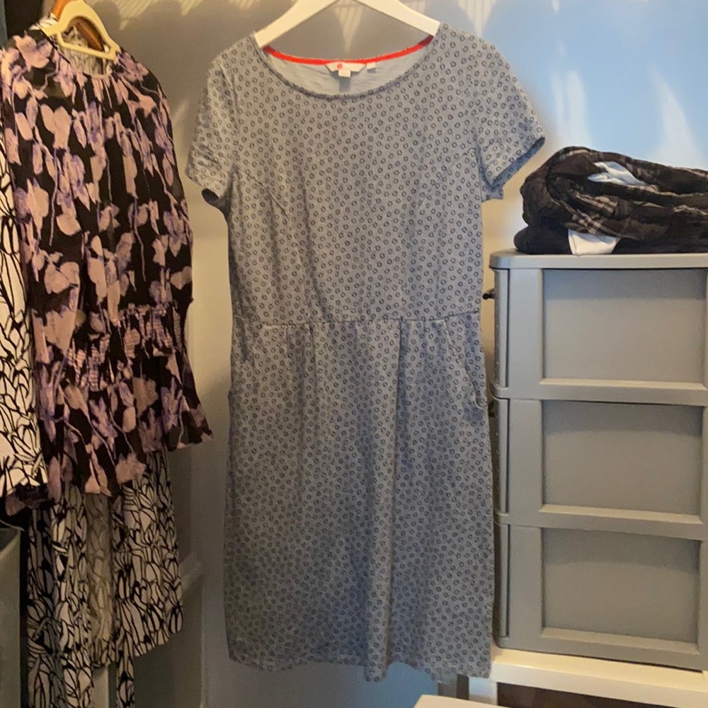 Boden 8P dress flower pattern gray dress